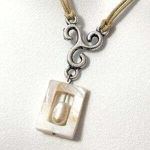 2/$20, Genuine White Freshwater Pearl & Mother of Peal Adjustable Cord Necklace